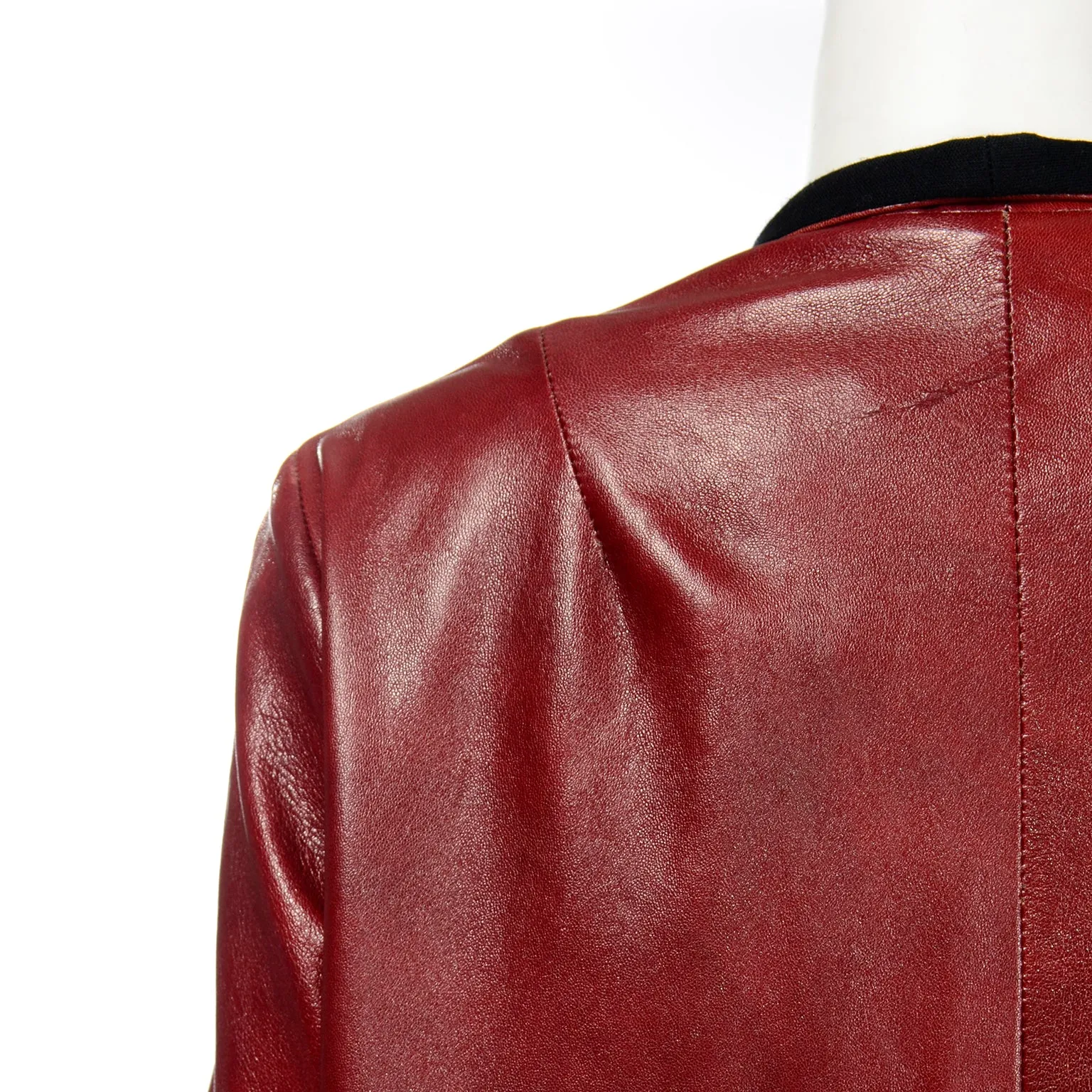 1990s Donna Karan Oxblood Leather Swing Coat w Wool Lining