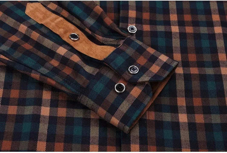 2017 New Men Thickening Imitation Wool Plaid Shirt.