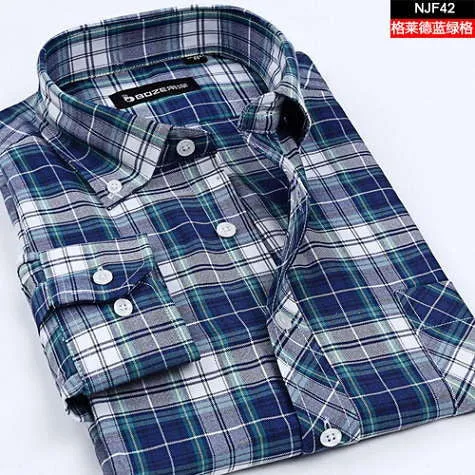 2017 New Men Thickening Imitation Wool Plaid Shirt.