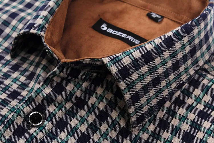 2017 New Men Thickening Imitation Wool Plaid Shirt.