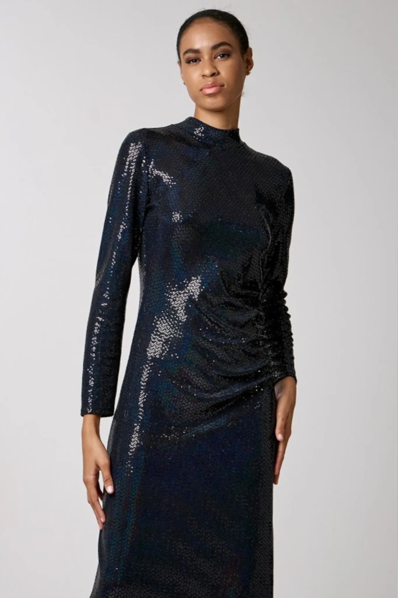 Access Blue Shimmery Dress With Side Split