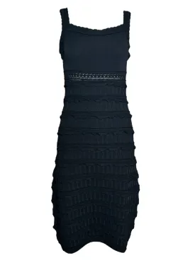 Alaïa Black Tiered Ruffle Dress with Scallop Hem