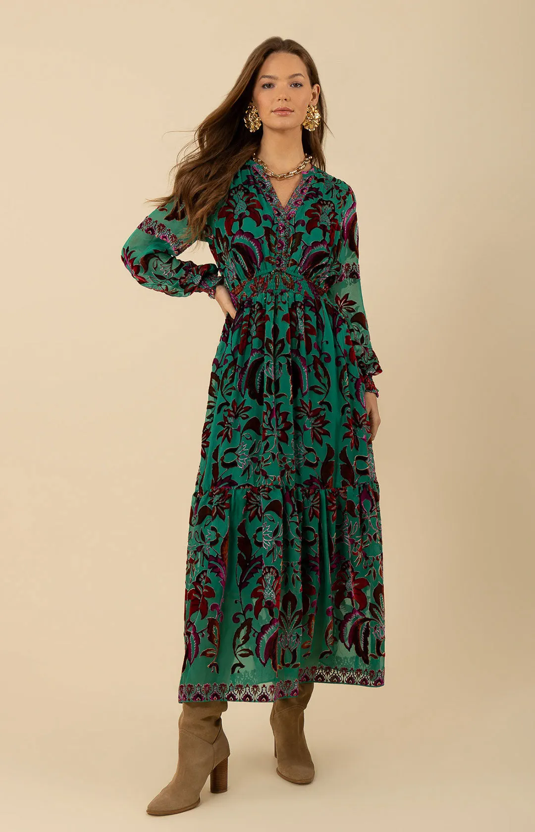 Alexa Velvet Burnout Maxi Dress