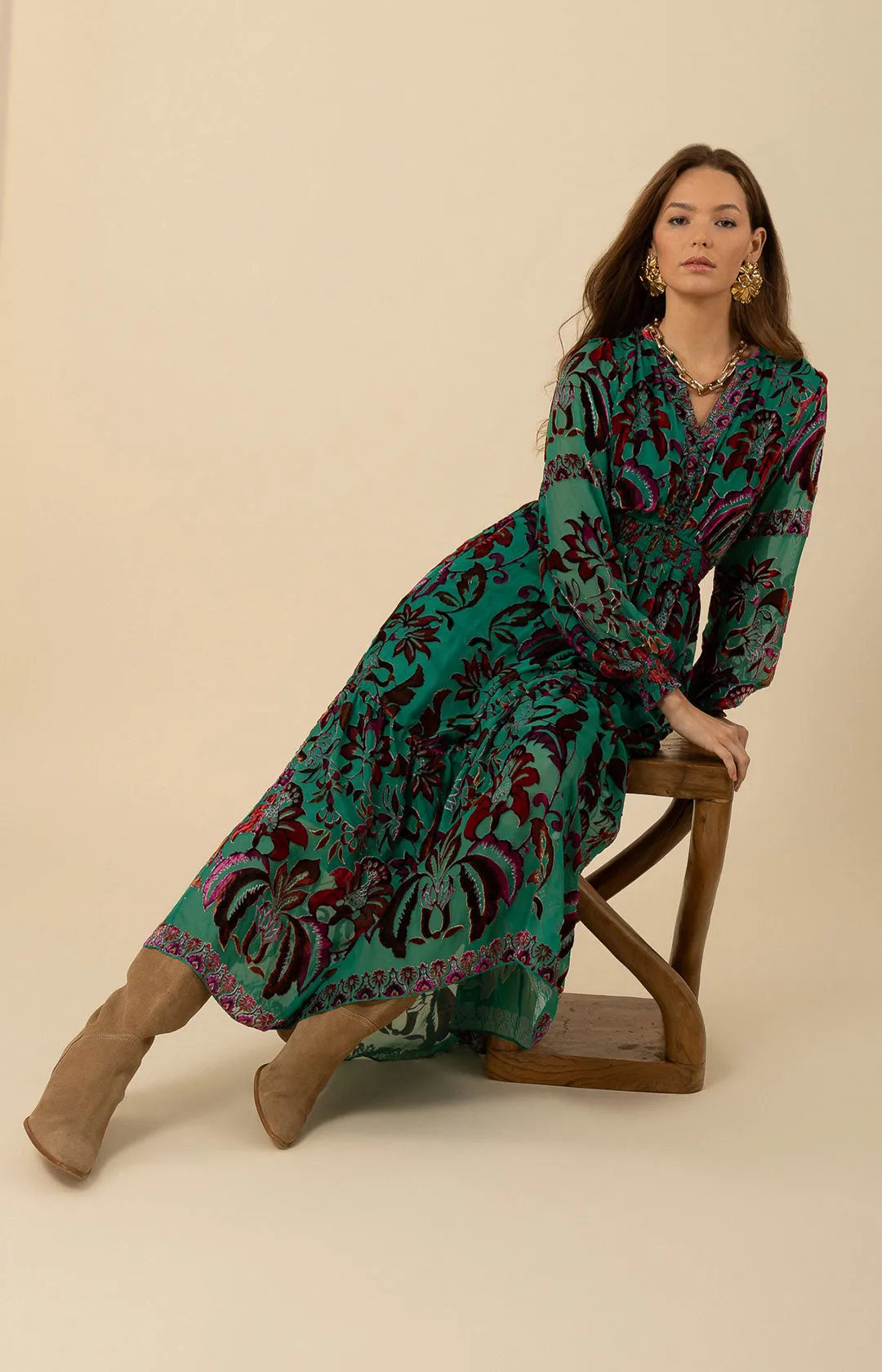 Alexa Velvet Burnout Maxi Dress