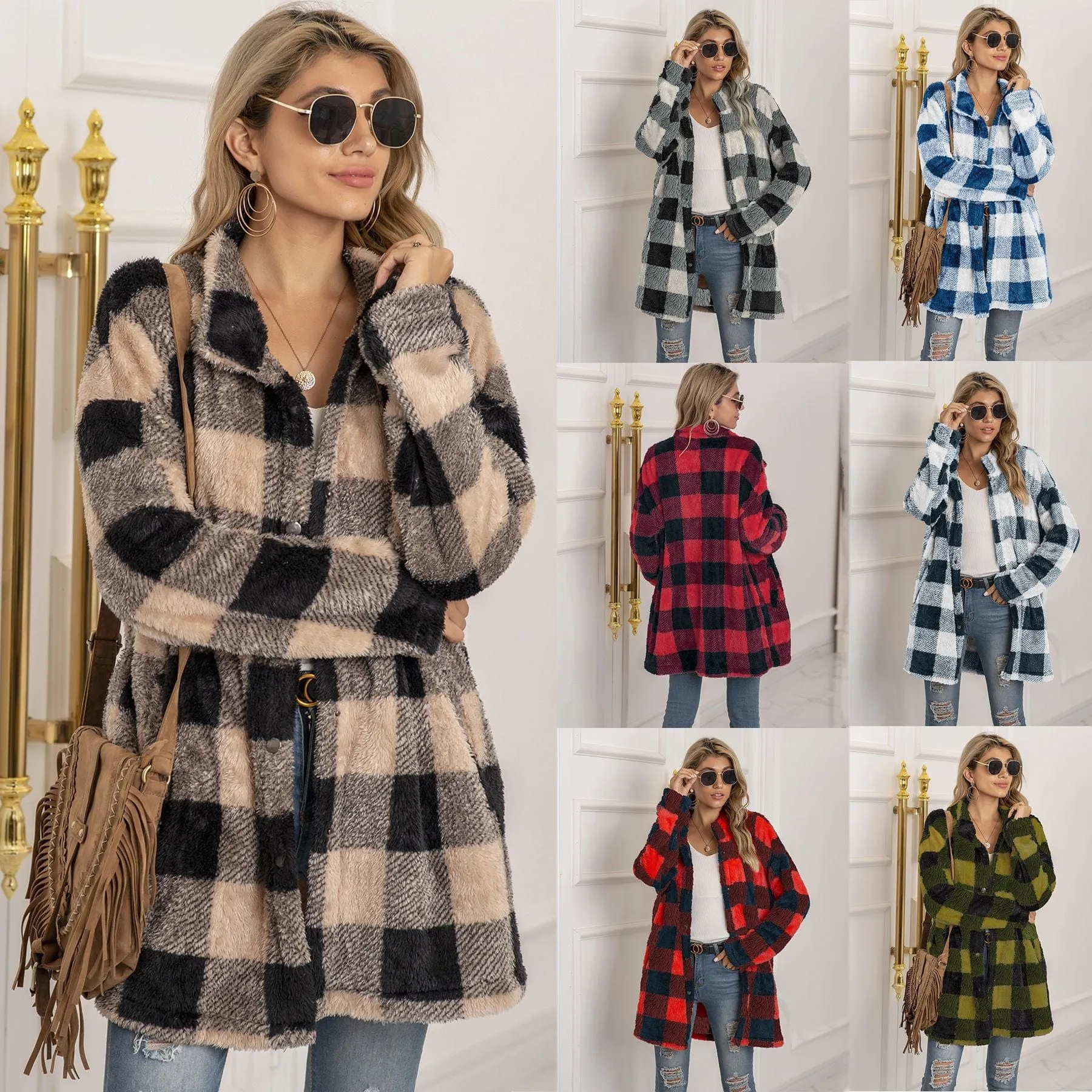 Autumn Buffalo Plaid Pattern Coat