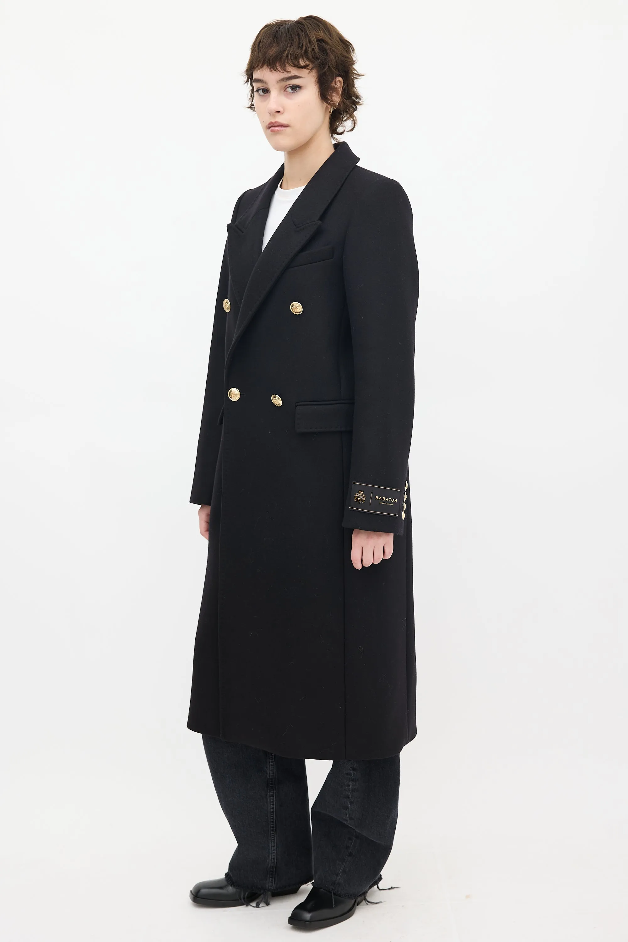 Babaton Black Wool & Cashmere Constant Long Coat