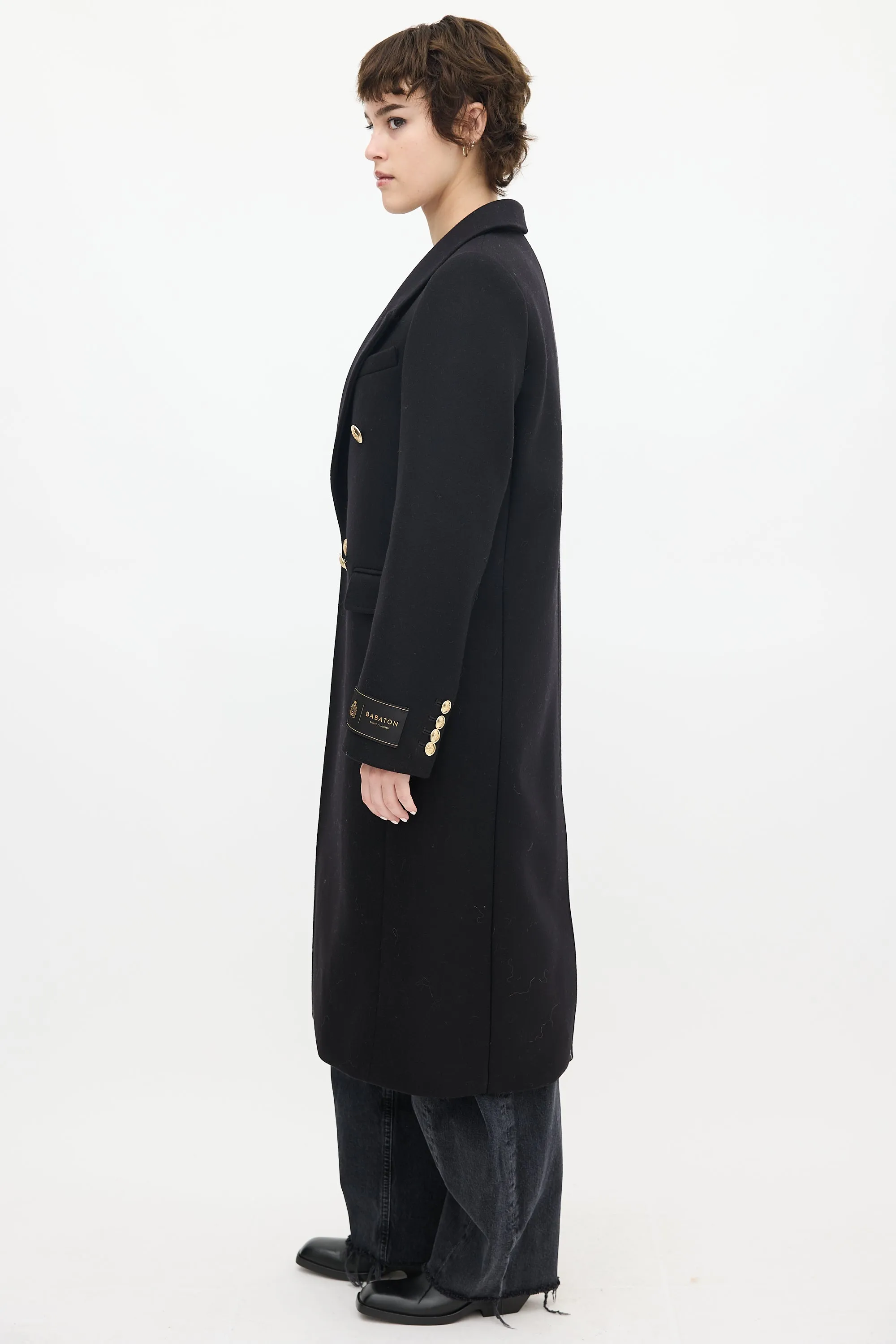 Babaton Black Wool & Cashmere Constant Long Coat