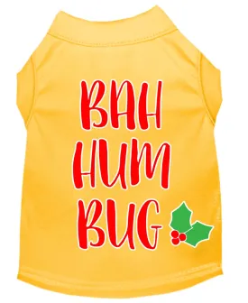 Bah Humbug Screen Print Dog Shirt Yellow Xl