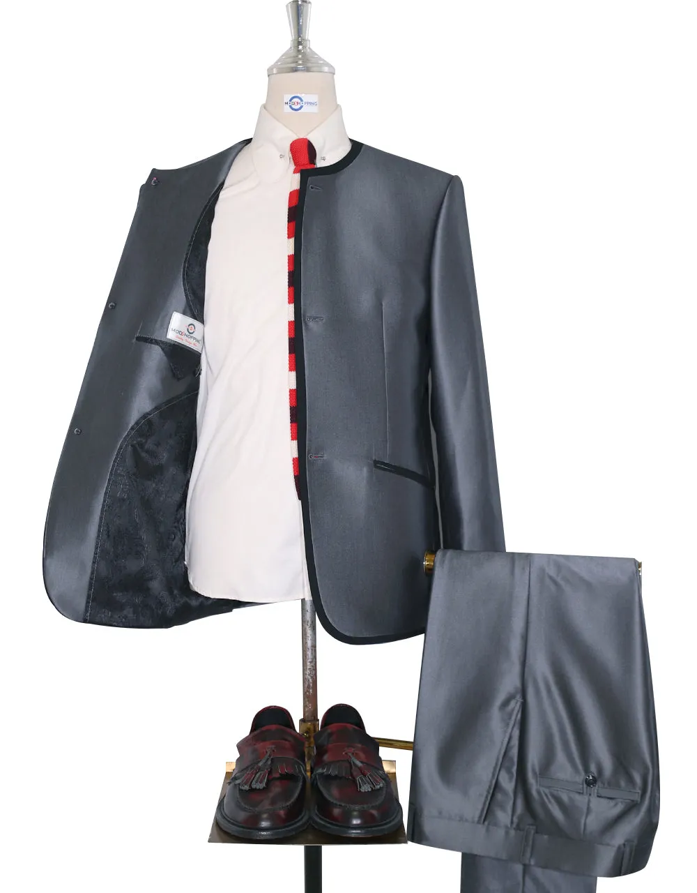 Beatle Collarless Suit | Classic Silver Blue Tonic Suit