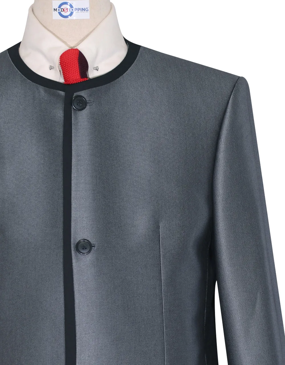 Beatle Collarless Suit | Classic Silver Blue Tonic Suit