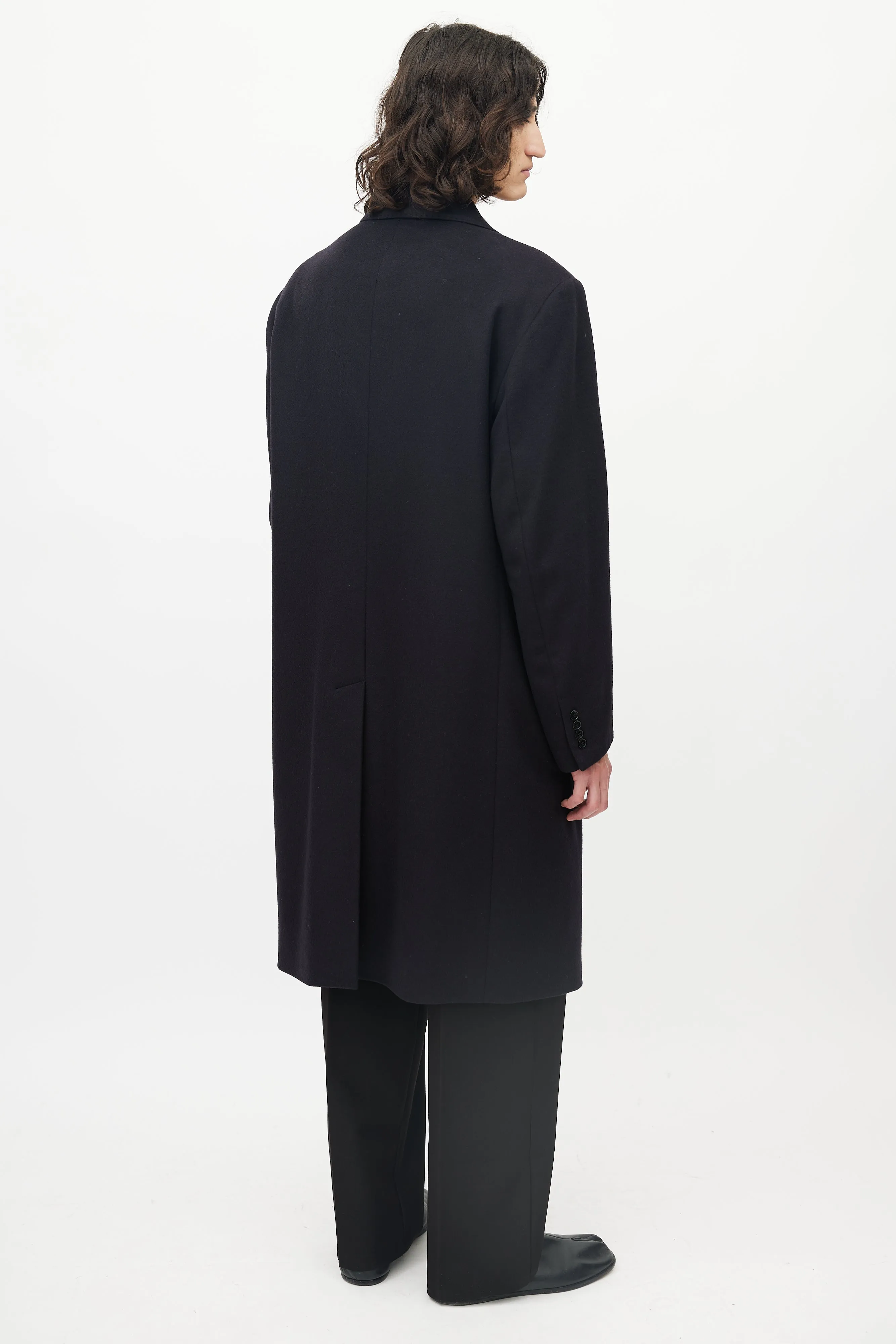 Black Cashmere Tonal Stitched Coat