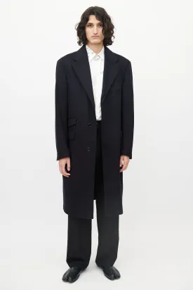 Black Cashmere Tonal Stitched Coat