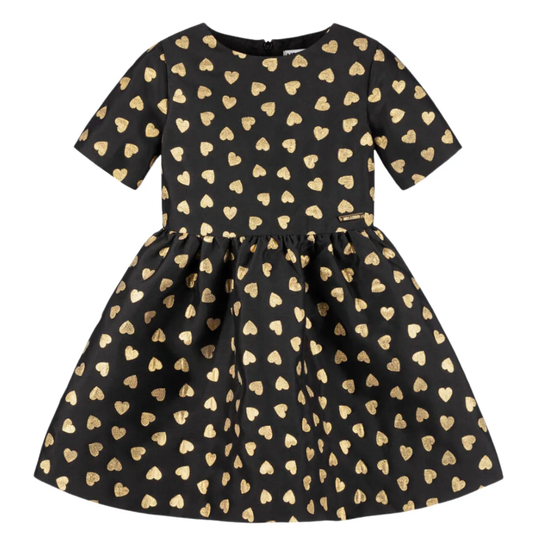 Black Gold Short Sleeve Hearts Dress