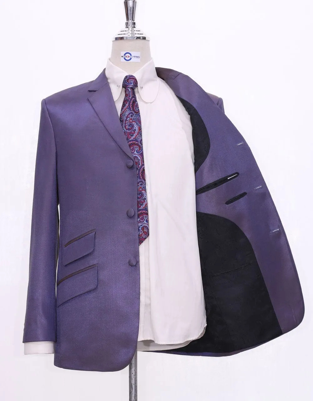 Brown and Purple Two Tone Suit