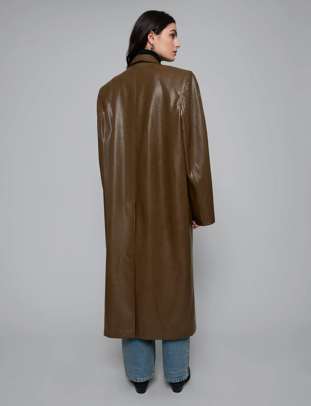 Brown Leather Trench Coat