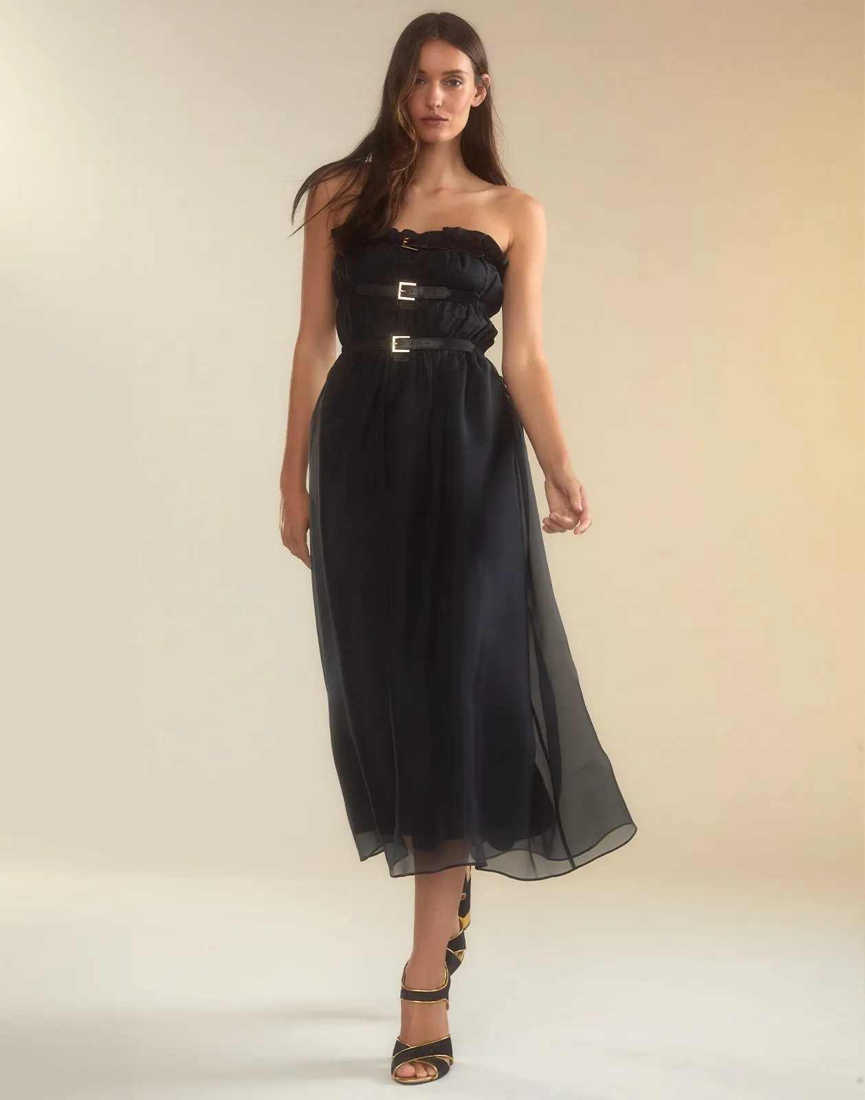 Buckle Up Silk Organza Dress