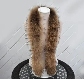 BY ORDER, Extra Long 130 cm Real Raccoon Fur Collar, Fur Trim for Hoodie, Raccoon Fur Collar, Fur Scarf, Fur Ruff, Fur Hood, Coyote Fur