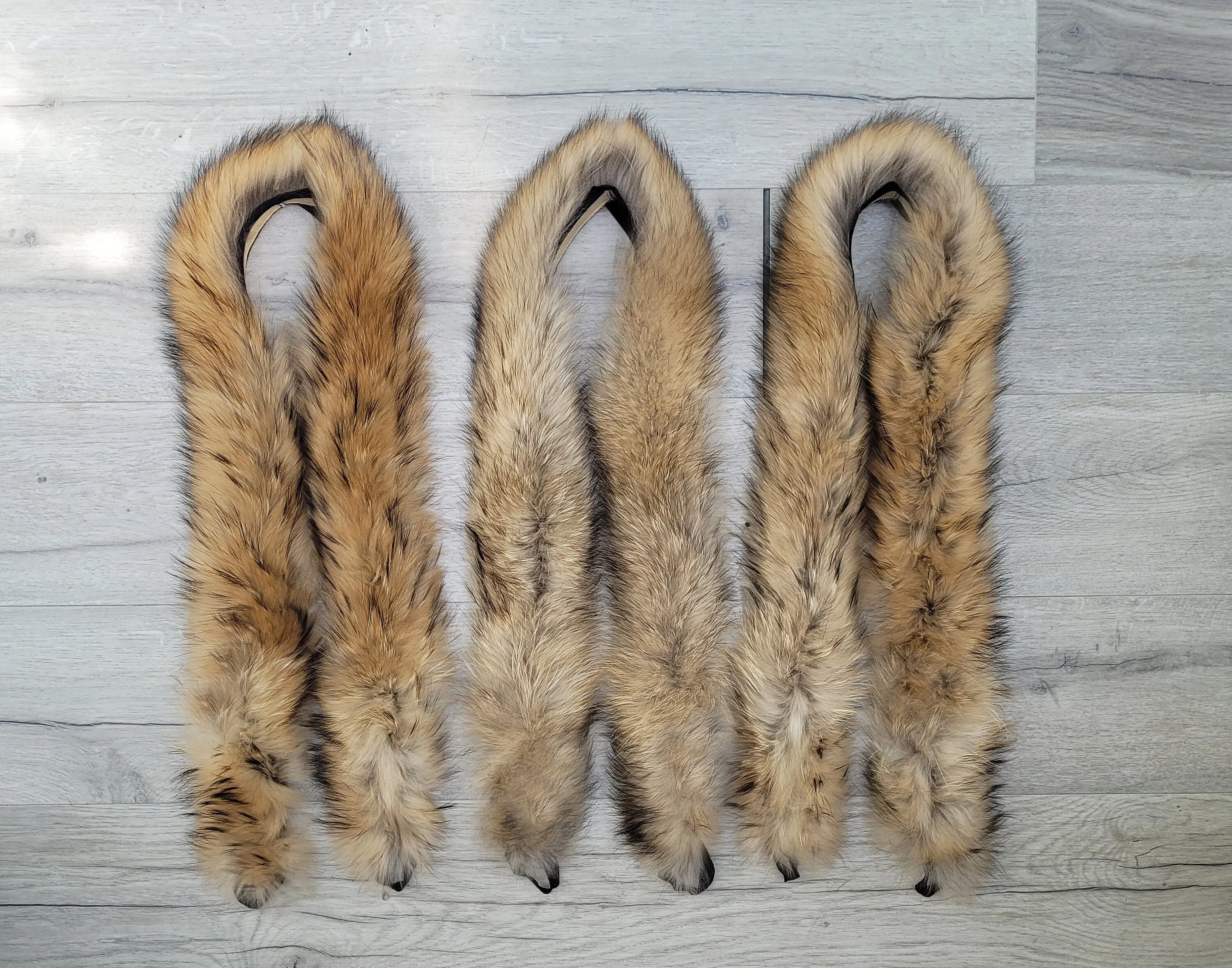 BY ORDER, Extra Long 130 cm Real Raccoon Fur Collar, Fur Trim for Hoodie, Raccoon Fur Collar, Fur Scarf, Fur Ruff, Fur Hood, Coyote Fur