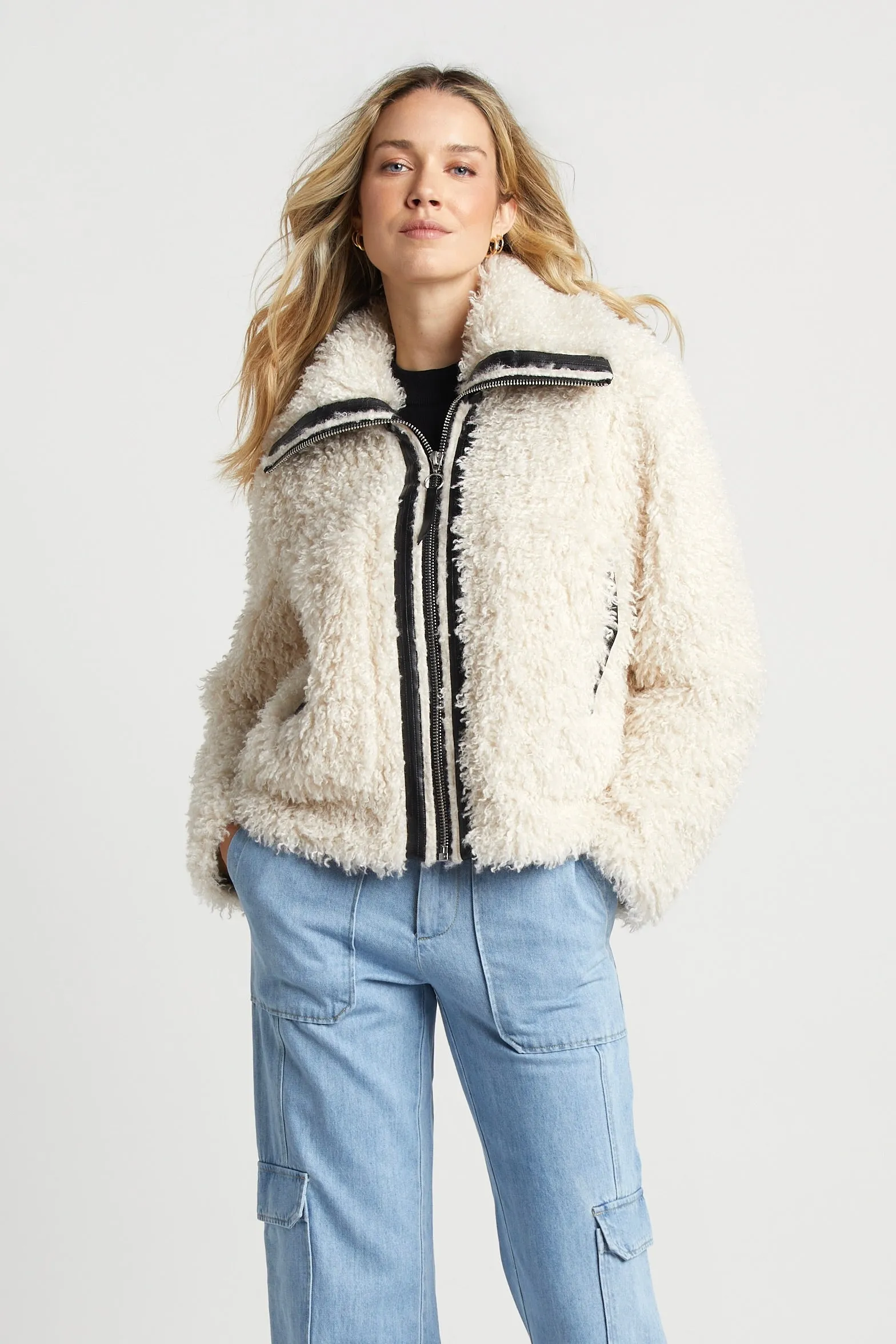 Carrie Short Mongolian Faux Fur Coat - Ivory