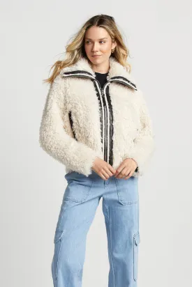 Carrie Short Mongolian Faux Fur Coat - Ivory