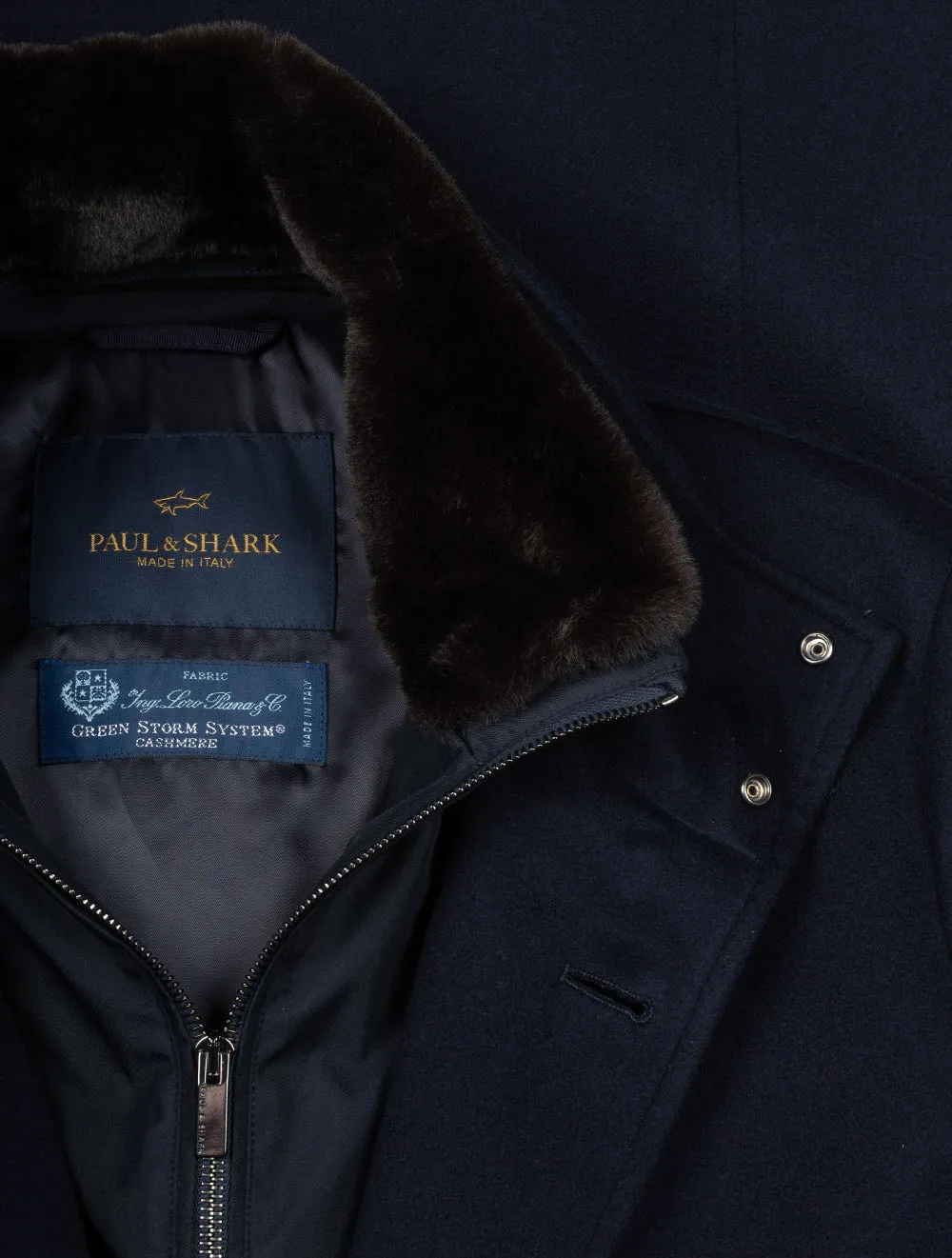 Cashmere Loropiana Strom System Coat Navy