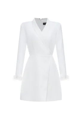 CATALINA FEATHER CUFF BLAZER DRESS