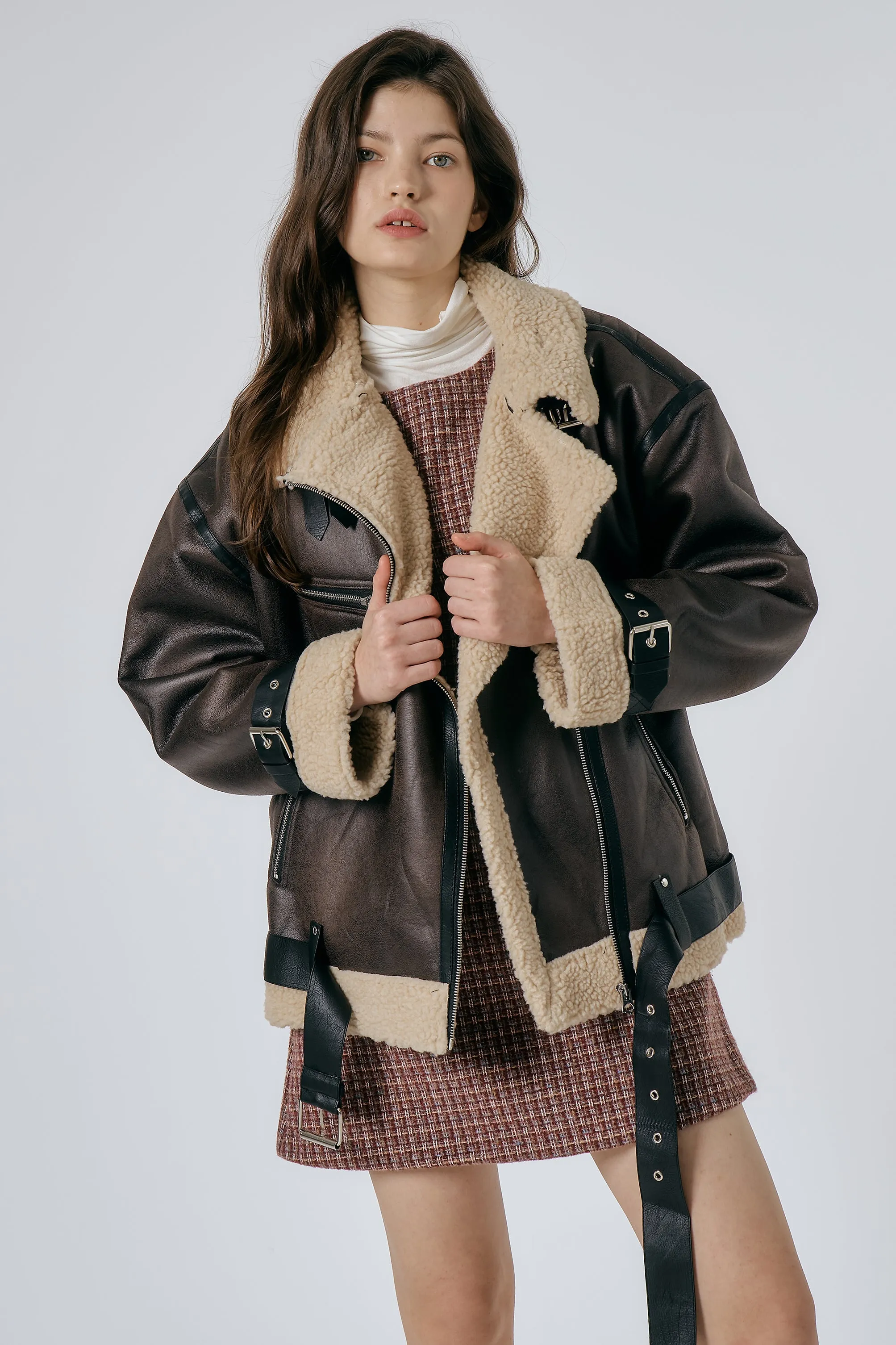 Celina Shearling Aviator Coat