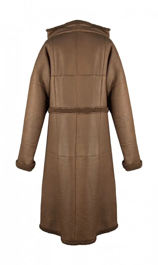 Chanel Brown Long Fall 2012 RTW Leather Shearling Coat Jacket FR 40 US 6