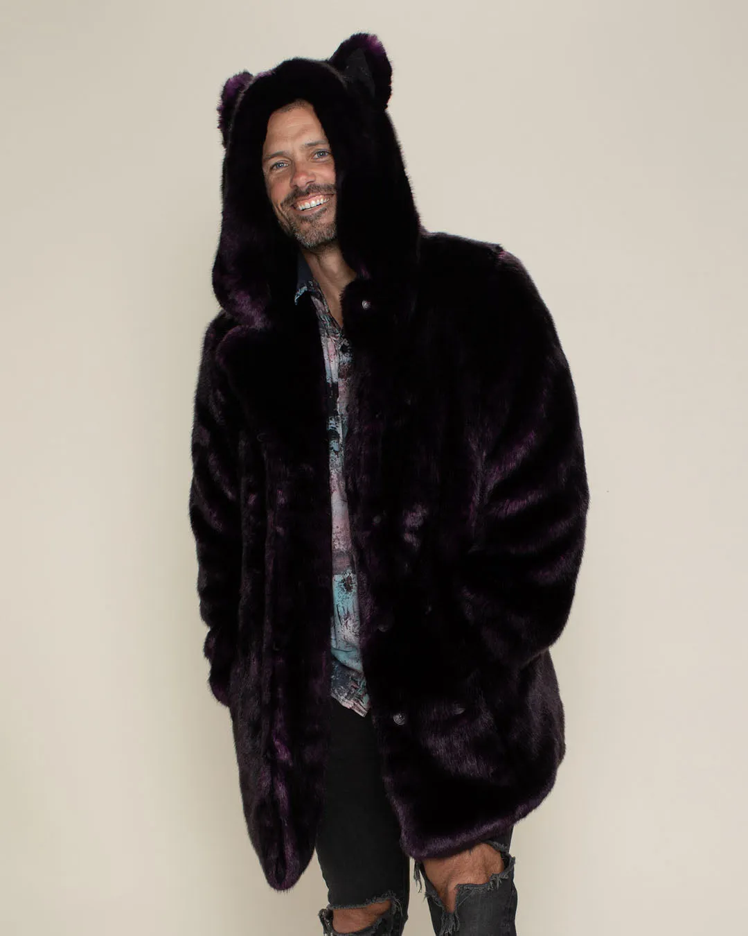 Classic Men's Faux Fur Coat | Midnight Wolf