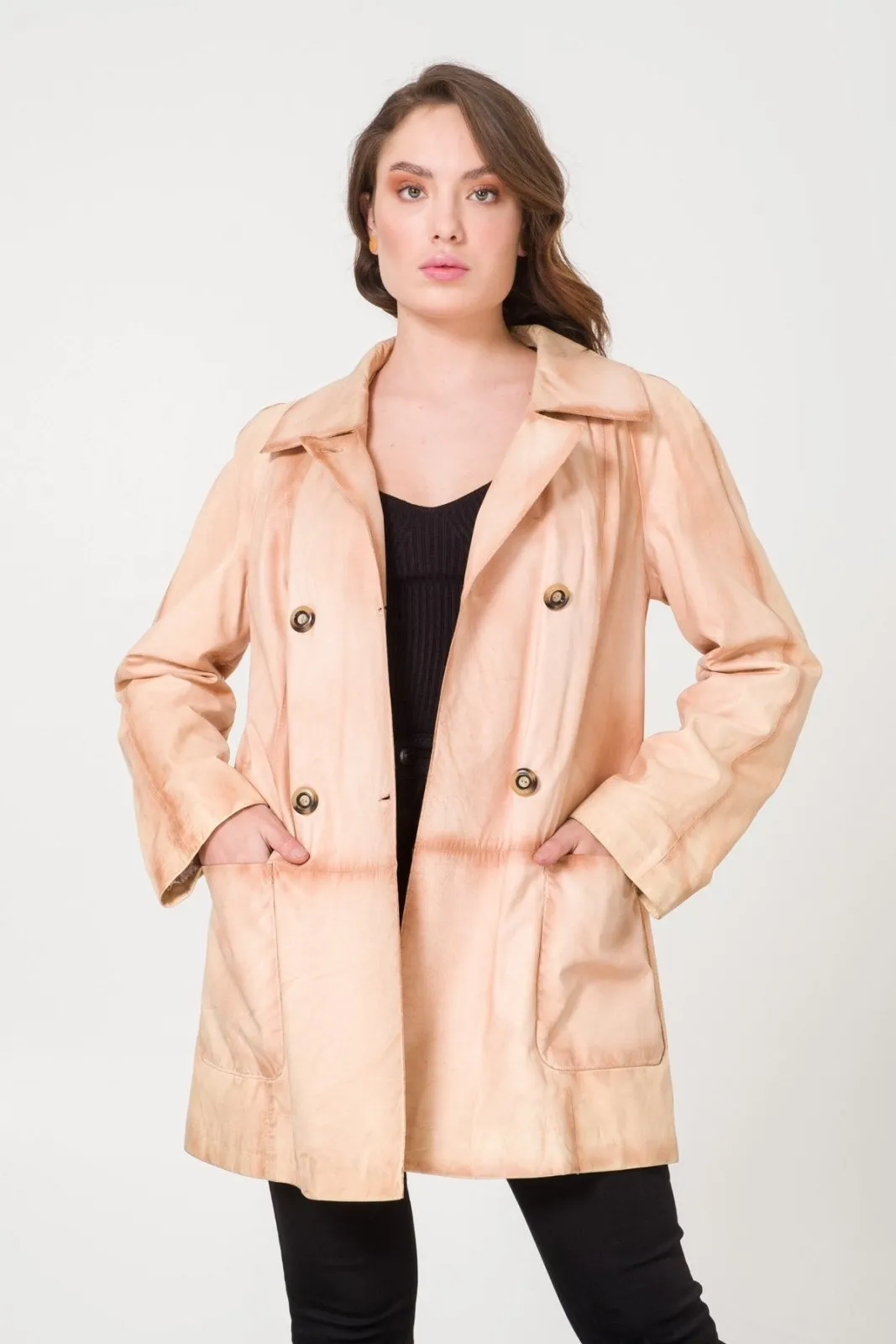 Cream Leather Coat