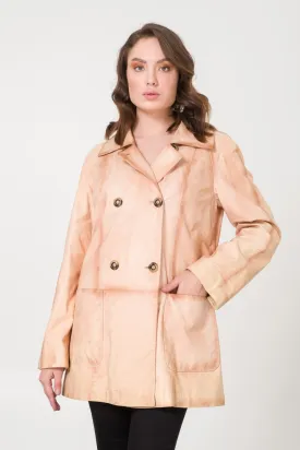 Cream Leather Coat