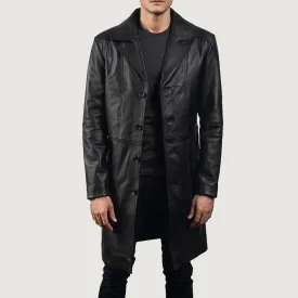 Don Long Black Leather Coat