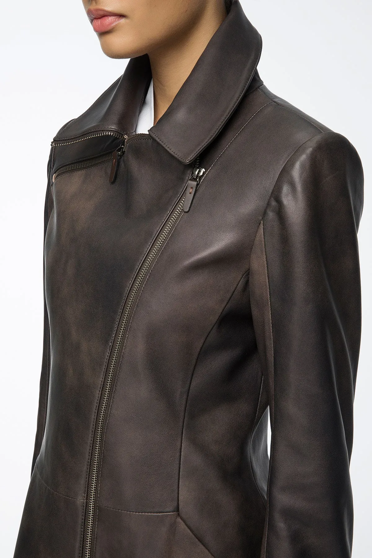 Eléanor - Anthracite Leather Coat