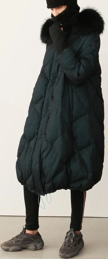 Fur-Hooded Down Coat