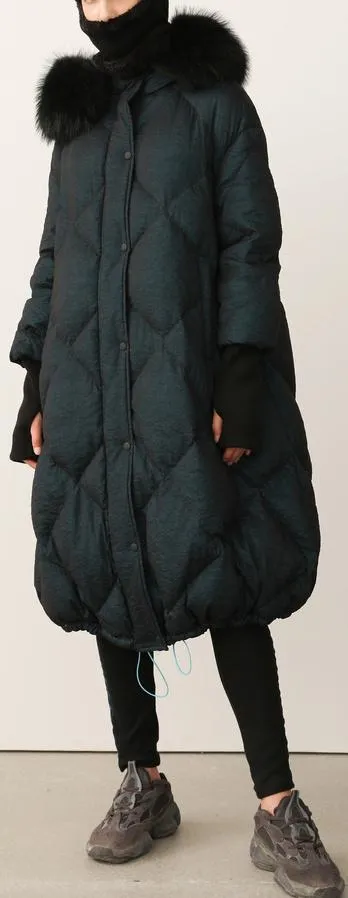 Fur-Hooded Down Coat