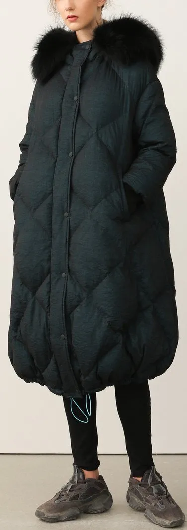 Fur-Hooded Down Coat