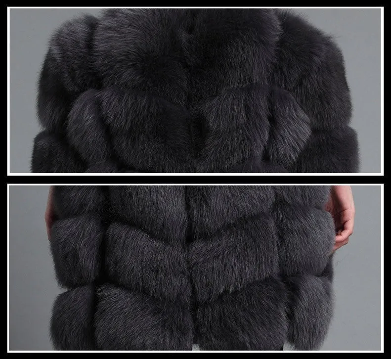 FUR STORY Women's Natural Fur Coat Winter Super Warm Coats Plus Size Long Coats Real Fox Fur Fur Outwear FS161162