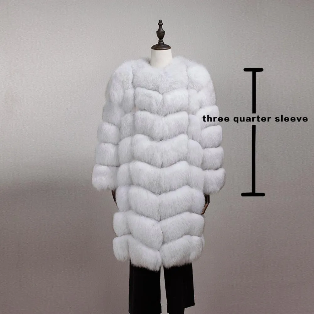 FUR STORY Women's Natural Fur Coat Winter Super Warm Coats Plus Size Long Coats Real Fox Fur Fur Outwear FS161162