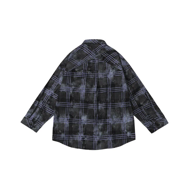 【GENANX2024NEW】Contrasting plaid Kinney silk print towel embroidered sleeved shirt