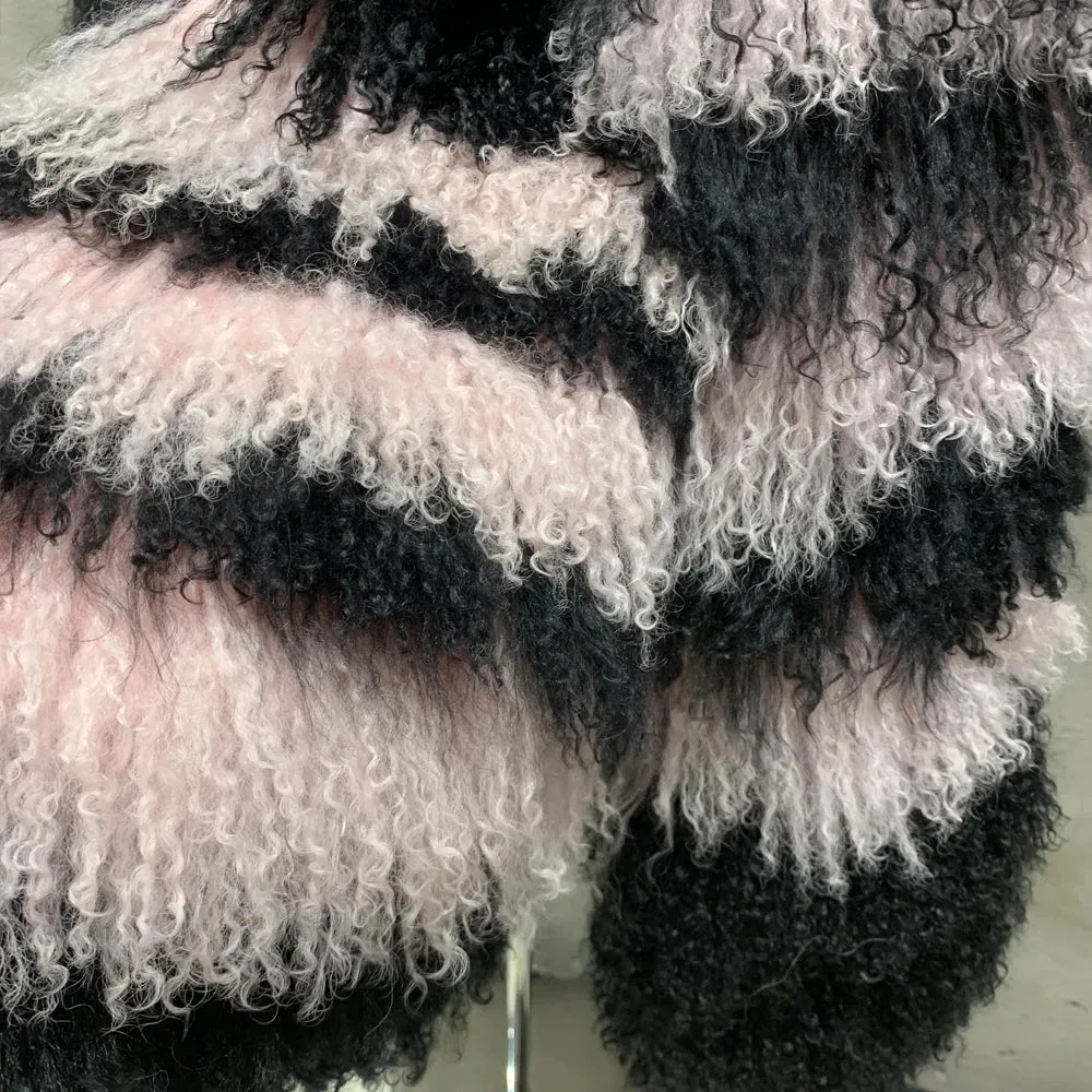 Genuine Curly Lamb Fur Coat - Luxe Quality