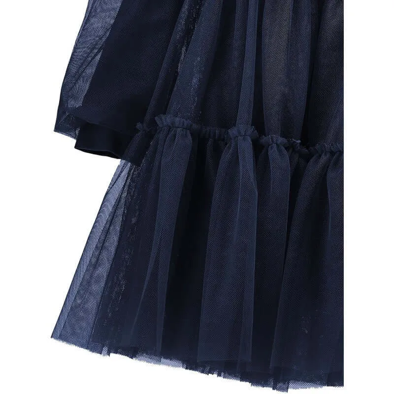 Girls Navy Tulle Dress