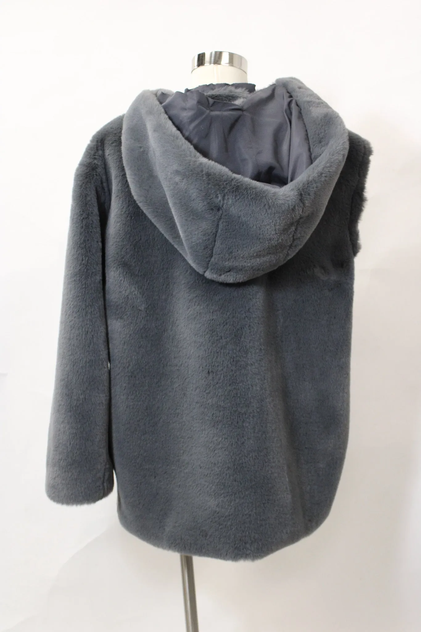 GREY FAUX FUR COAT