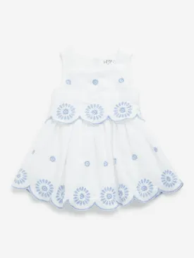 HOP Baby White Embroidered A-Line Cotton Dress