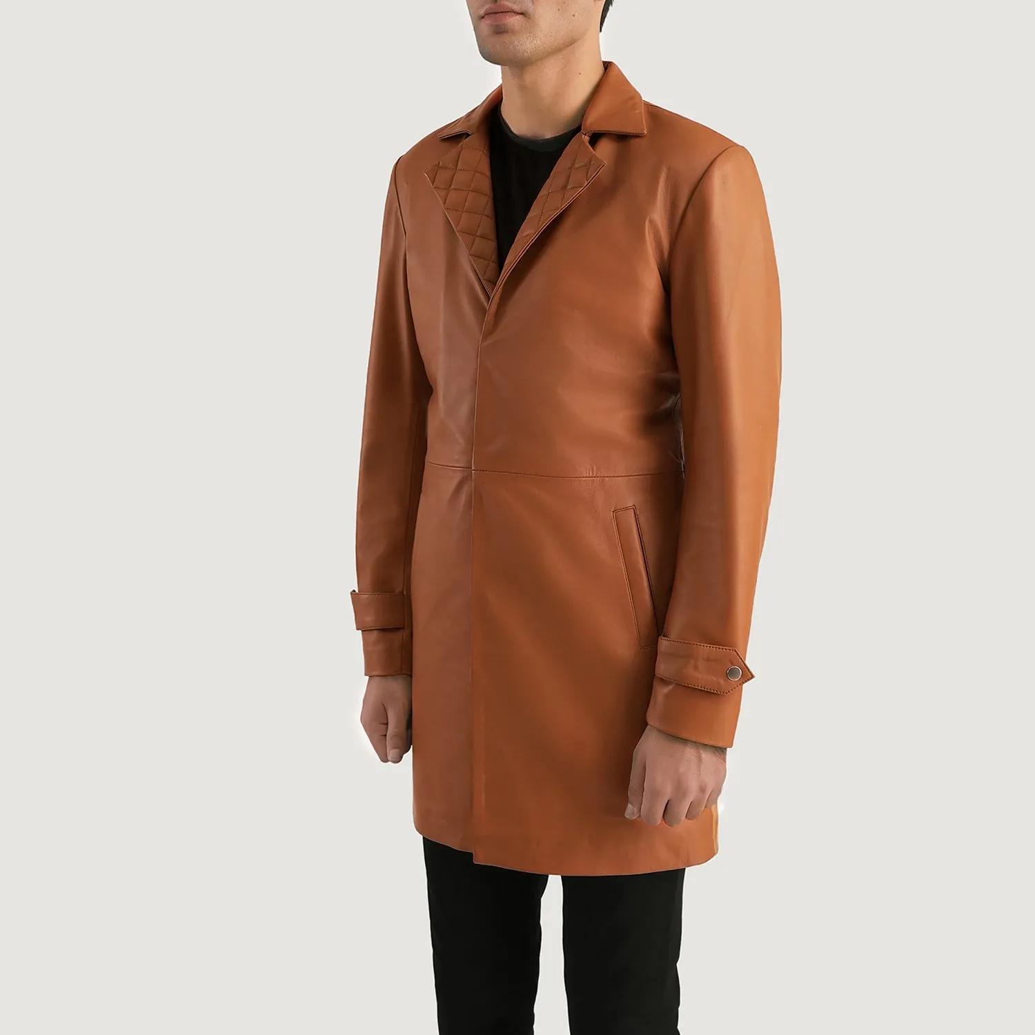 Infinity Tan Brown Leather Coat