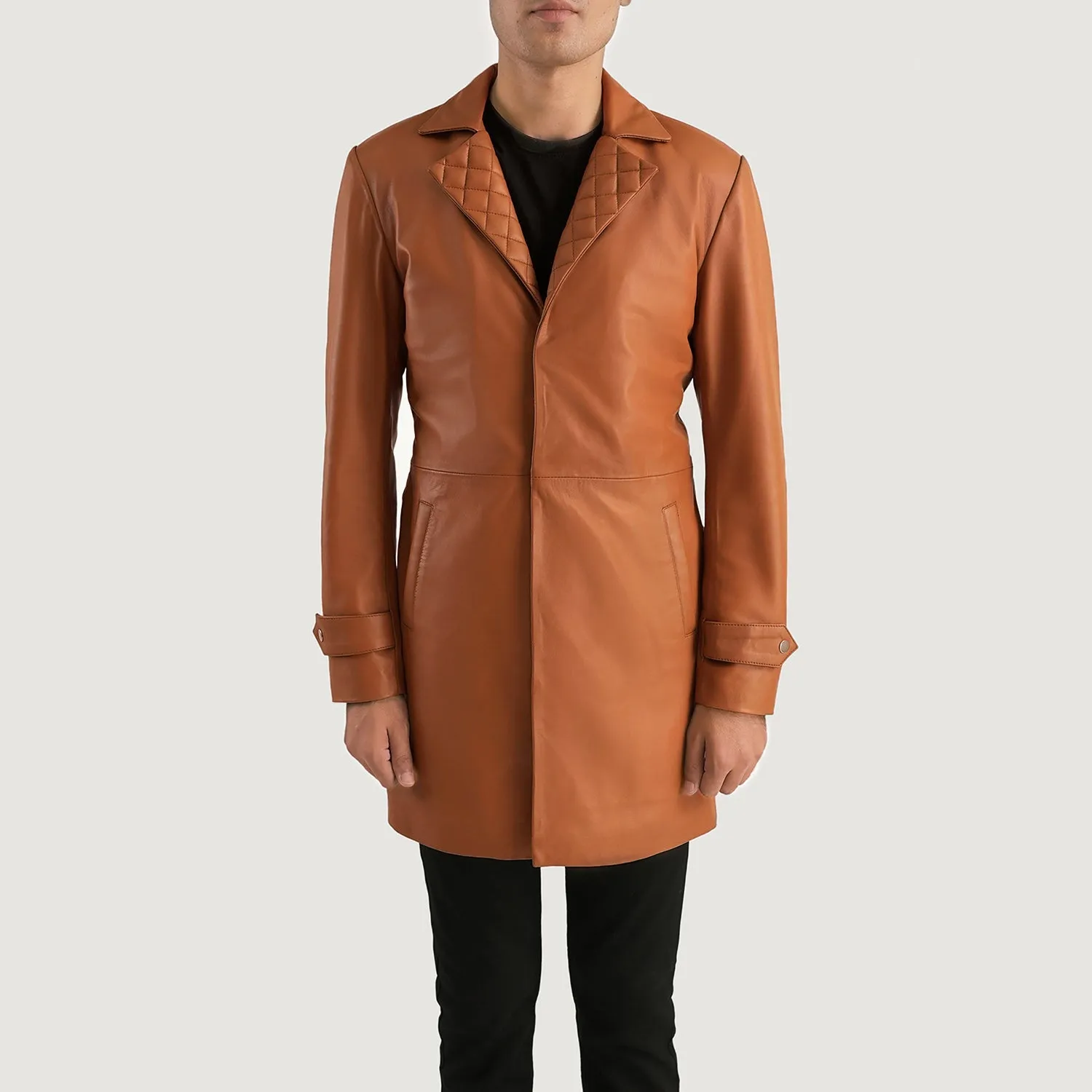 Infinity Tan Brown Leather Coat