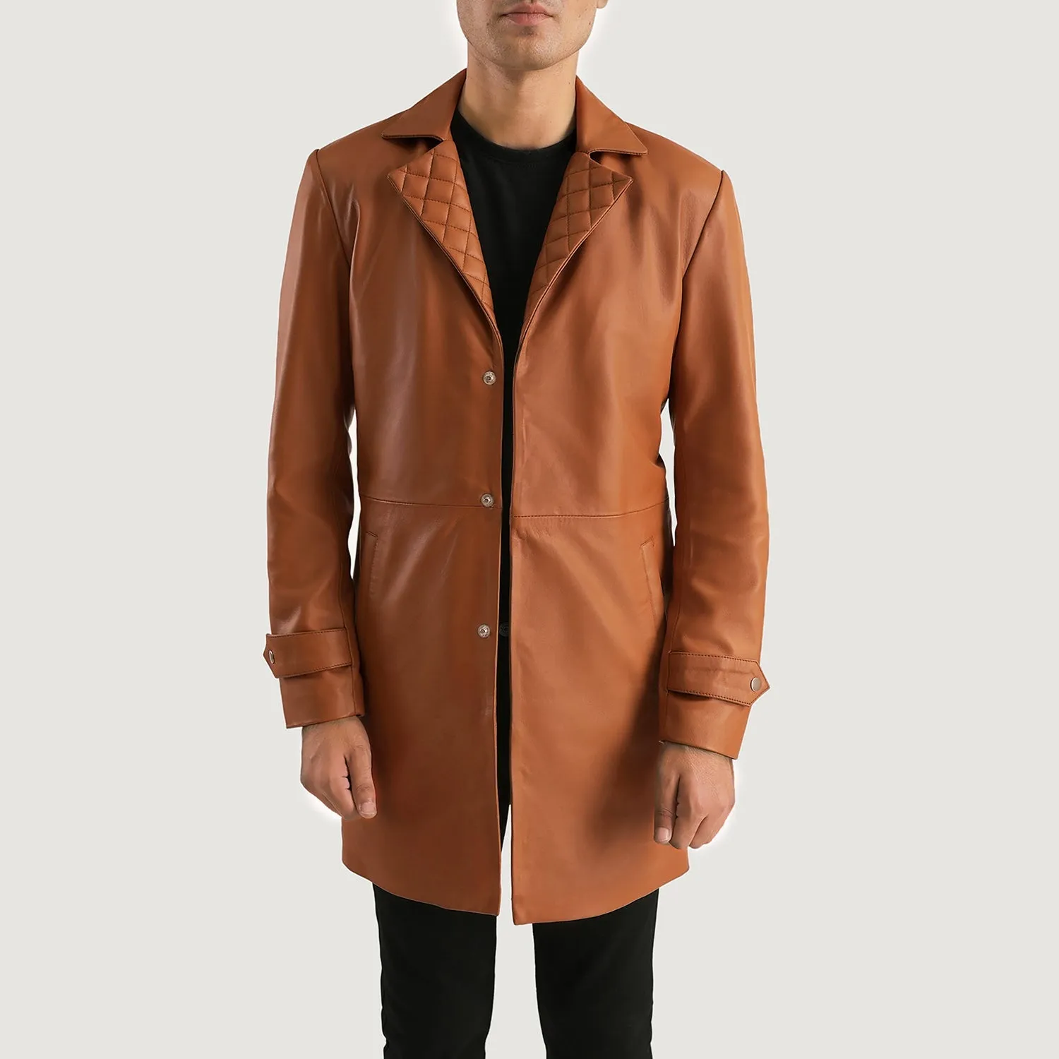 Infinity Tan Brown Leather Coat