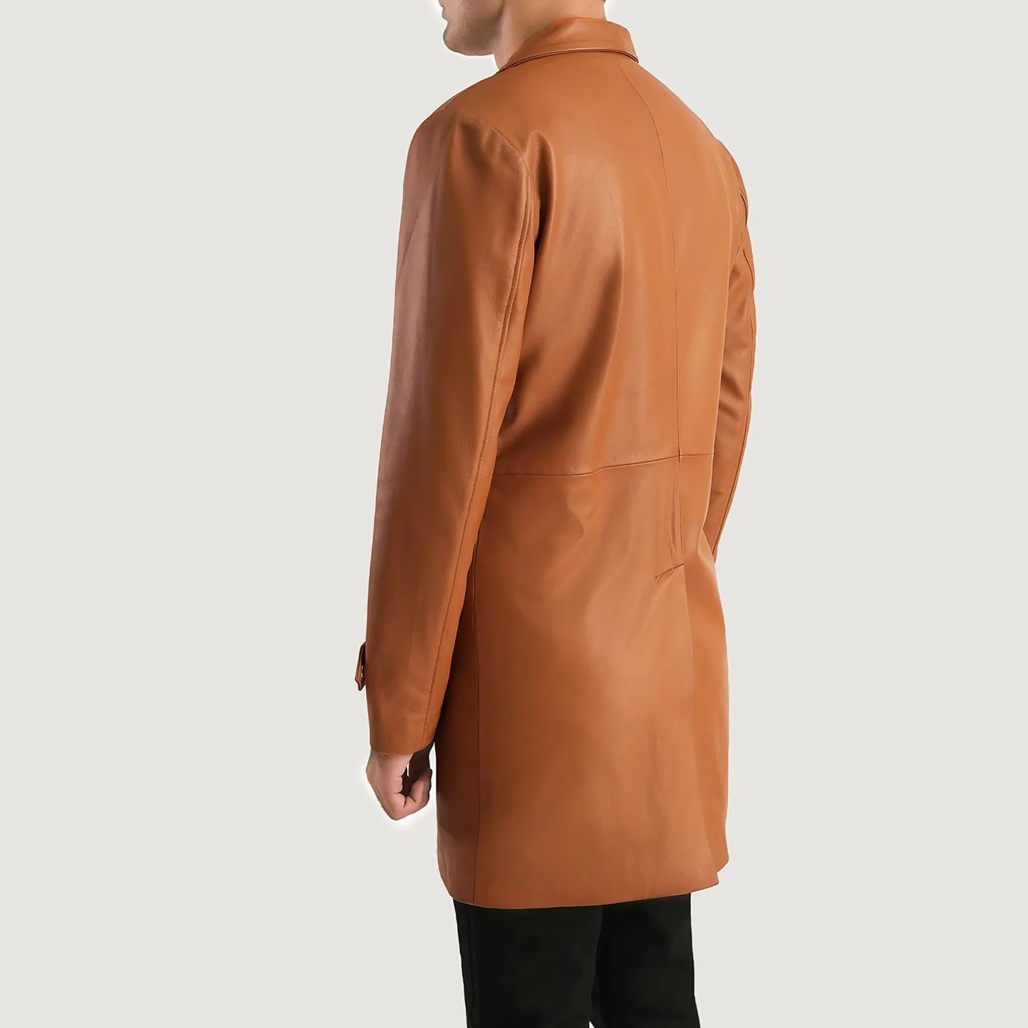 Infinity Tan Brown Leather Coat