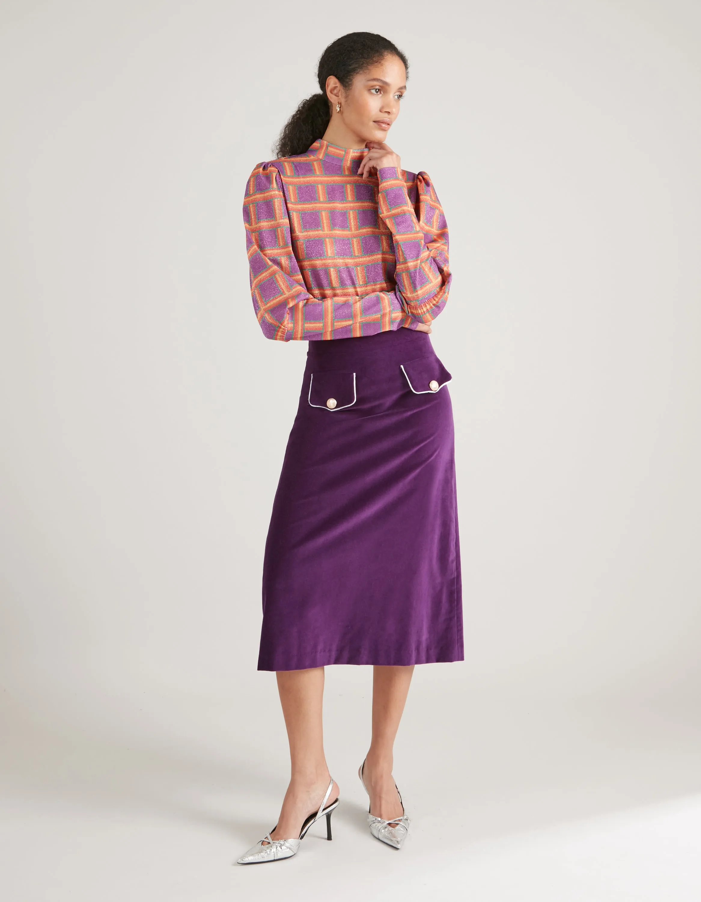 Iona Dark Purple Velvet Skirt