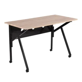 K-Fold Contemporary Folding Desk in Black Steel and Natural Wood by LumiSource