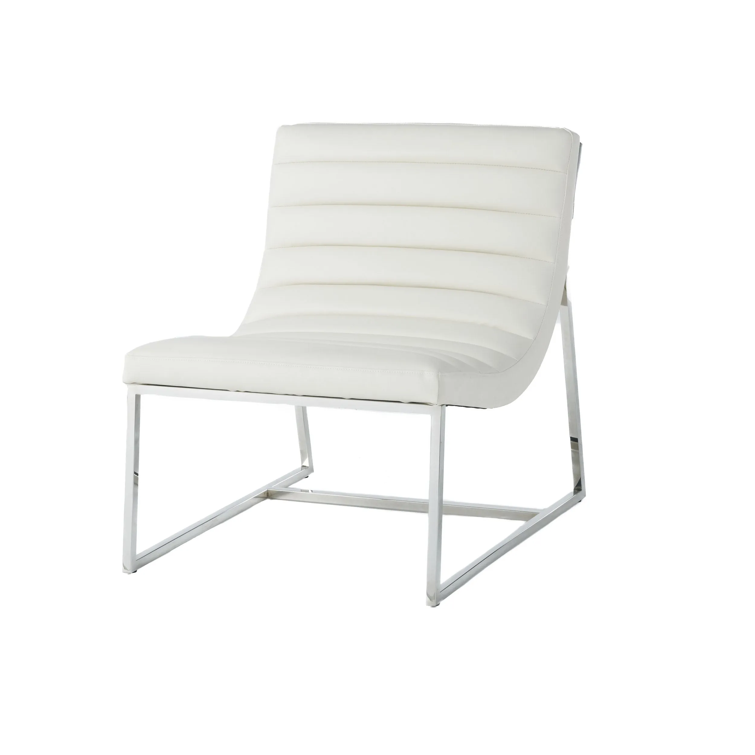 Kingsbury White Leather Lounge Accent Chair